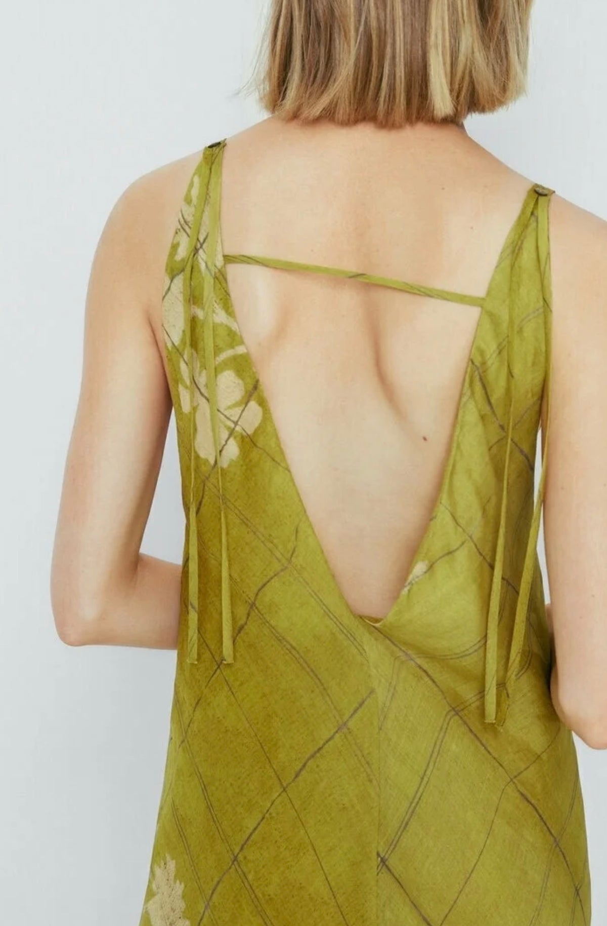 robe massimo dutti vert olive 100% ramie taille XS robe viral massimo dutti bohème