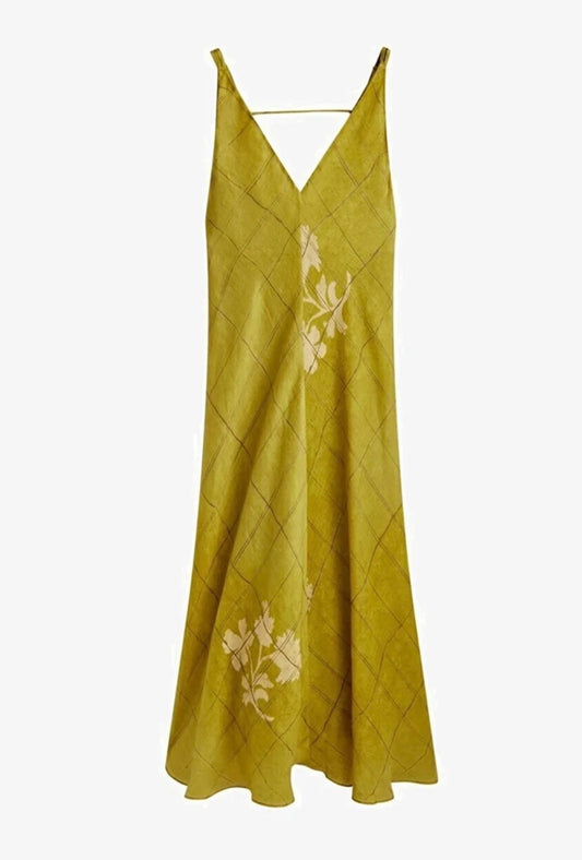 robe massimo dutti vert olive 100% ramie taille XS robe viral massimo dutti bohème