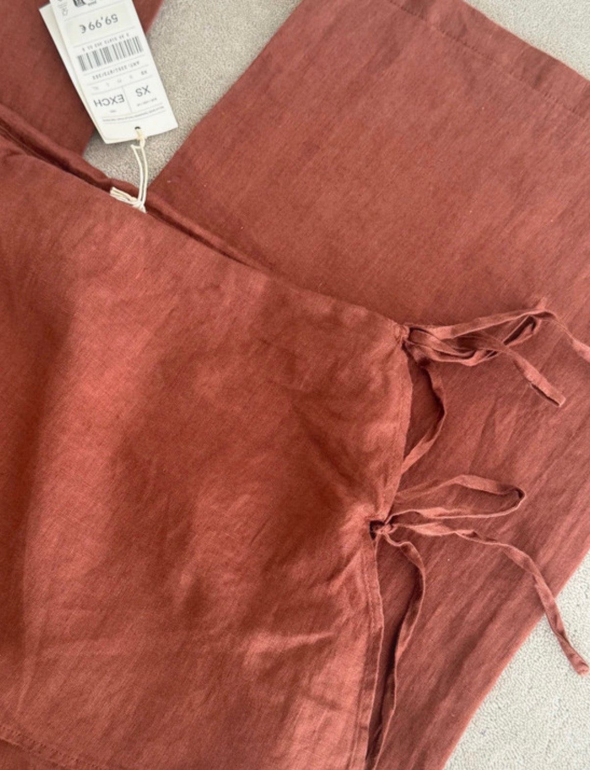pantalon mini jupe oysho taille XS 100% lin marron