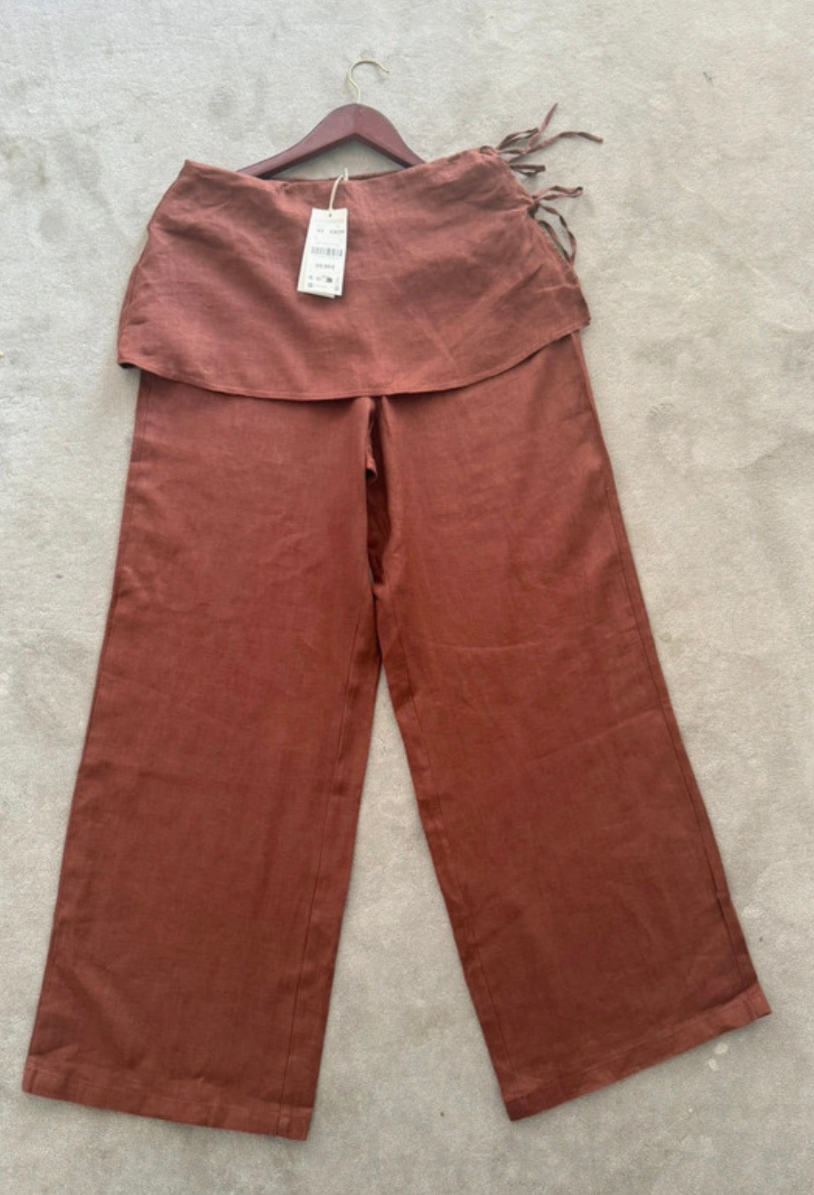 pantalon mini jupe oysho taille XS 100% lin marron