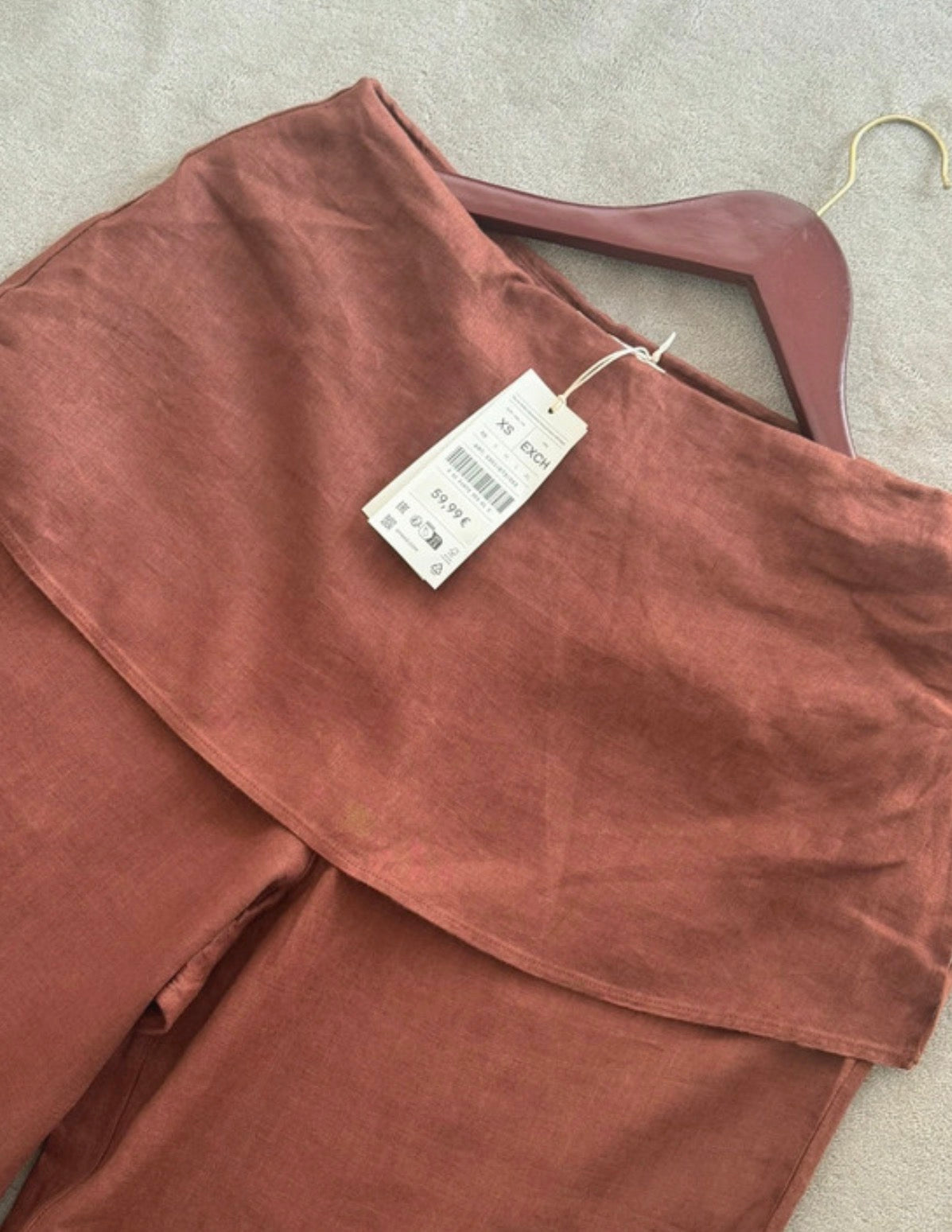 pantalon mini jupe oysho taille XS 100% lin marron