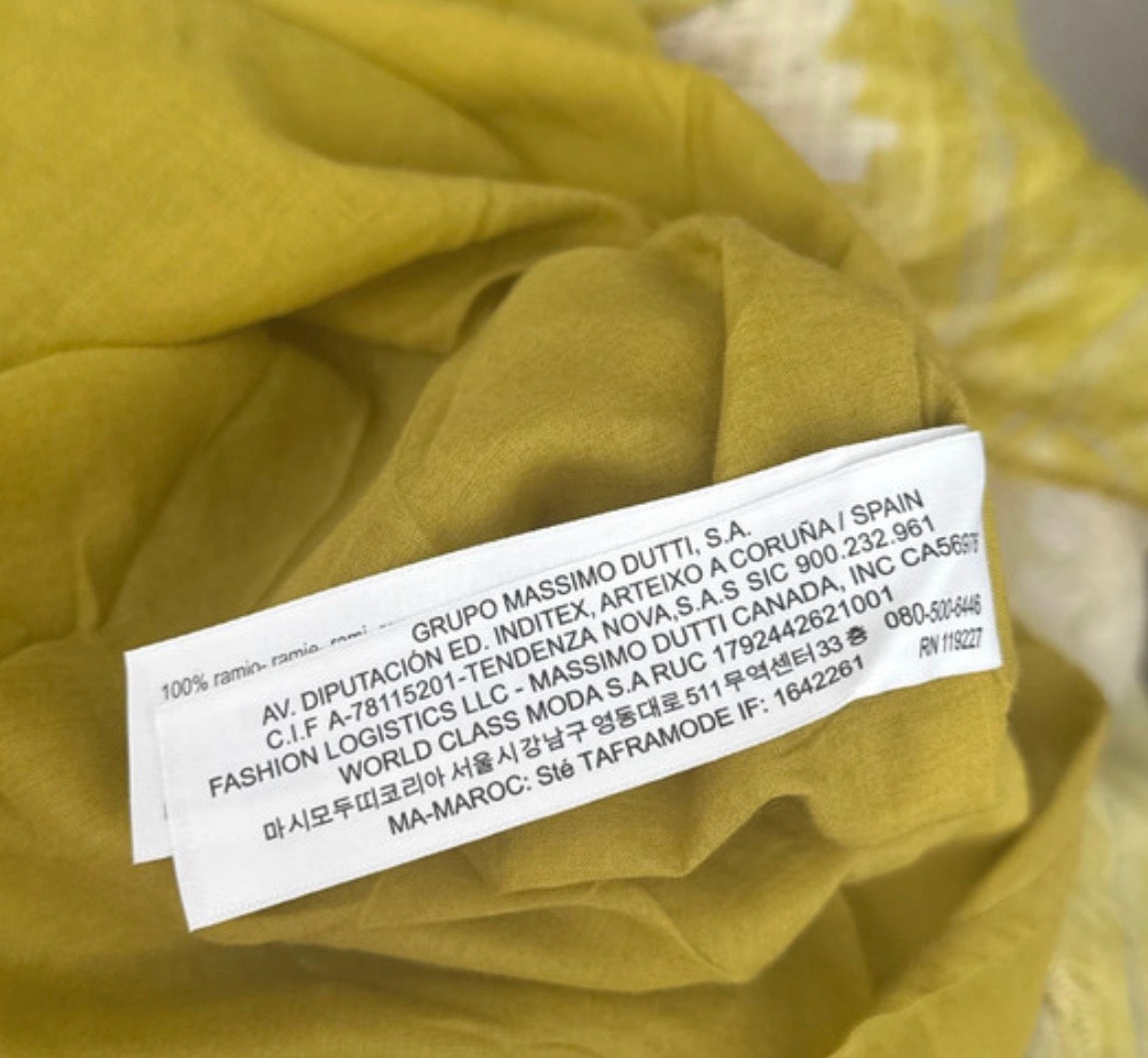 robe massimo dutti vert olive 100% ramie taille XS robe viral massimo dutti bohème